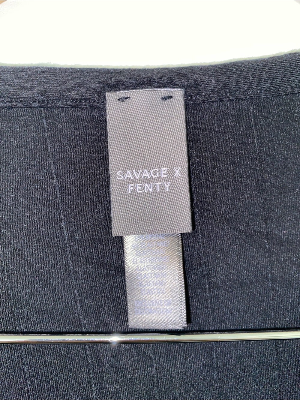 Savage X Fenty Black Ribbed Lounge Set size XL (top and pants) - Picture 2 of 8